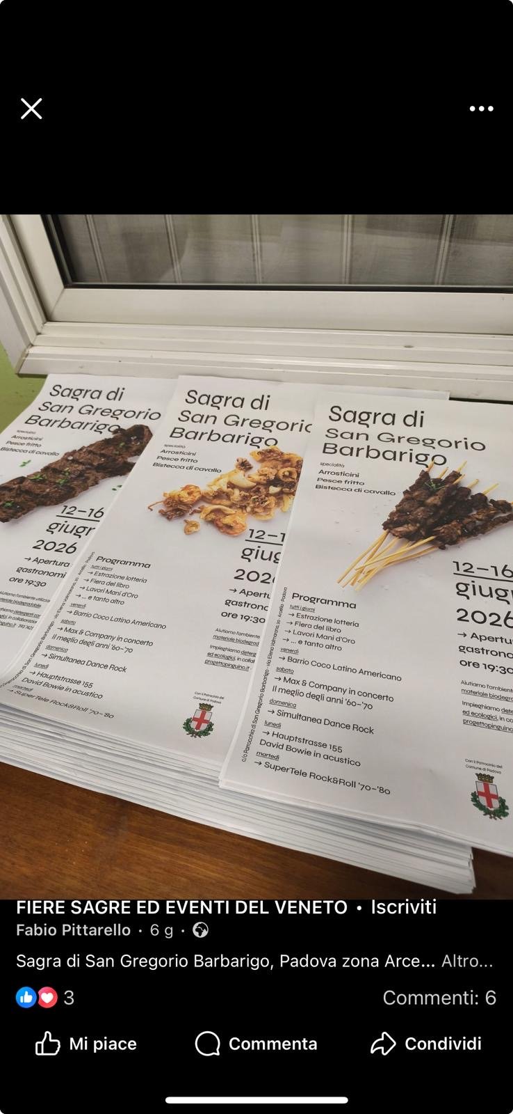 Manifesto di Sagra di San Gregorio Barbarigo